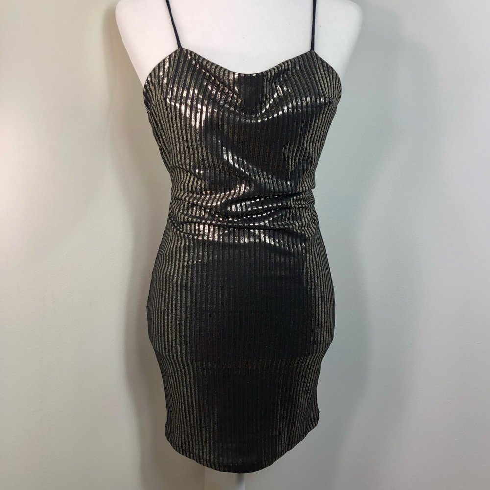Black and gold Fancy stretchy striped dress size M